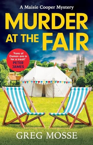 Book cover: fairground scene, striped deckchairs, and bold yellow title text.
