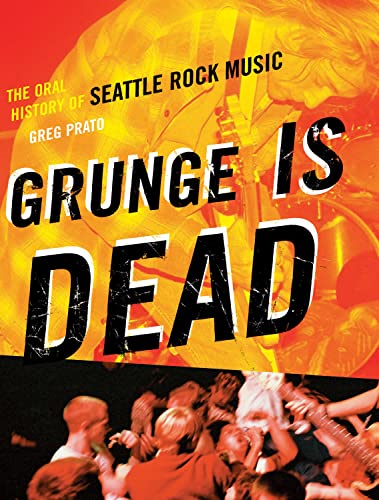 Book cover for "Grunge Is Dead" with concert crowd and guitar.