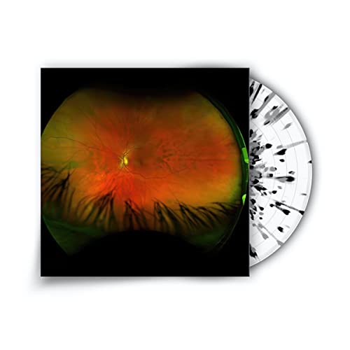 Vinyl album cover showing a human retina next to a white and black splatter record.