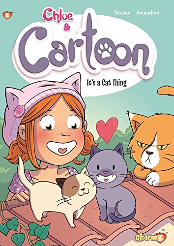 Book cover: girl with cats, titled "Chloe & Cartoon #2: Cat Videos".