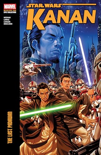 Comic book cover featuring Kanan Jarrus with a lightsaber and stormtroopers.