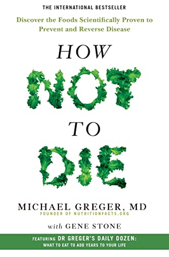 Book cover for How Not to Die with title letters formed from green kale leaves.