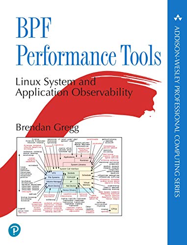 Book cover for BPF Performance Tools by Brendan Gregg featuring a Linux architecture diagram.