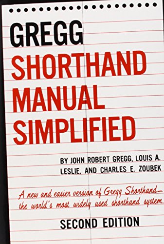 Red text on lined paper cover for "The Gregg Shorthand Manual Simplified".