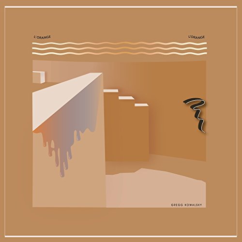 "Brown-toned vinyl record cover with abstract geometric shapes and wavy lines."