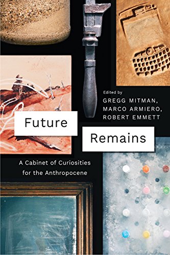 Book cover with fragmented images of objects and landscapes, titled "Future Remains.