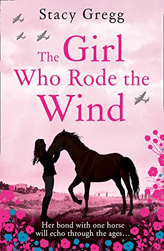 Book cover showing a girl and horse silhouette against a pink sky with planes.