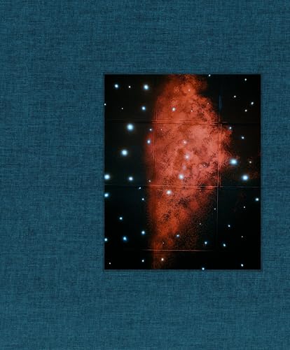 Blue book cover with a nebula image of red and dark blue.