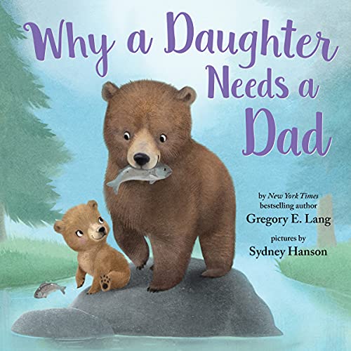 A large bear holding a fish stands on a rock beside a small bear.