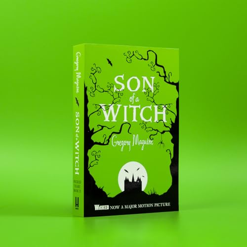 Green book cover with black tree branches and white title: “Son of a Witch.”