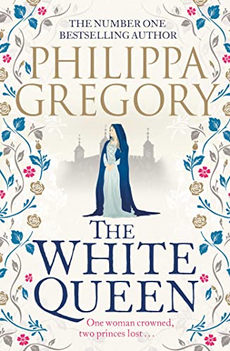Book cover for The White Queen featuring a woman in a blue gown and castle.