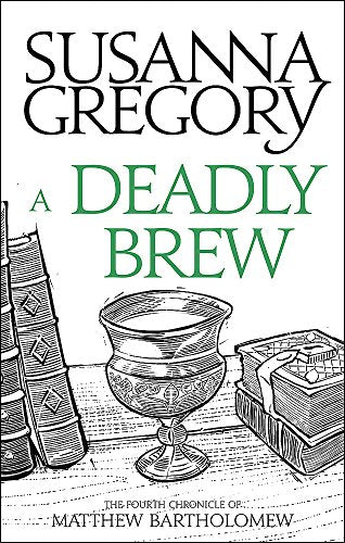 Book cover for A Deadly Brew by Susanna Gregory featuring a chalice and books.