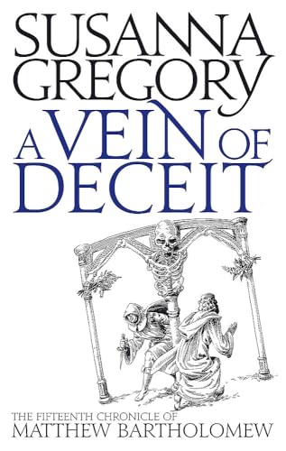 Book cover: “A Vein of Deceit” with a skeletal figure on a gallows.