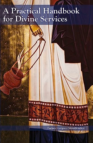 Book cover: “A Practical Handbook for Divine Services” with religious imagery.