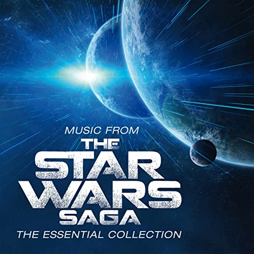 Vinyl album cover featuring planets in space with the text Music From The Star Wars Saga.
