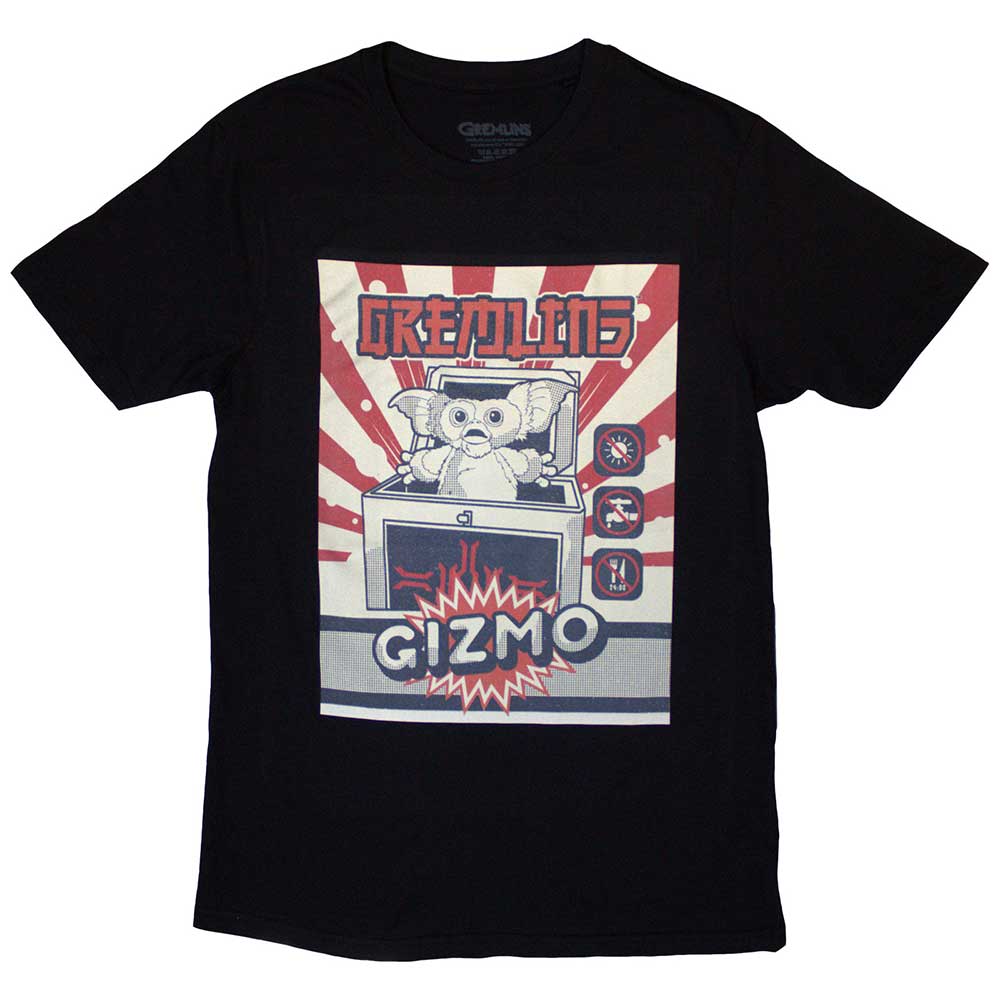 Small unisex t-shirt featuring Gizmo from Gremlins in a Japanese ad design.