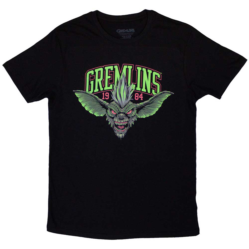 Green Gremlins logo featuring Stripe from the 1984 movie on a small t-shirt.