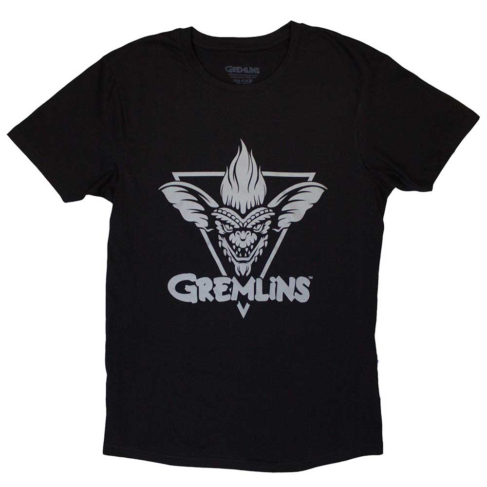 Gremlins t-shirt, small size, featuring Stripe’s face within a triangle.