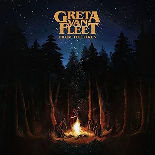 Greta Van Fleet From the Fires album cover showing figures around a forest campfire.