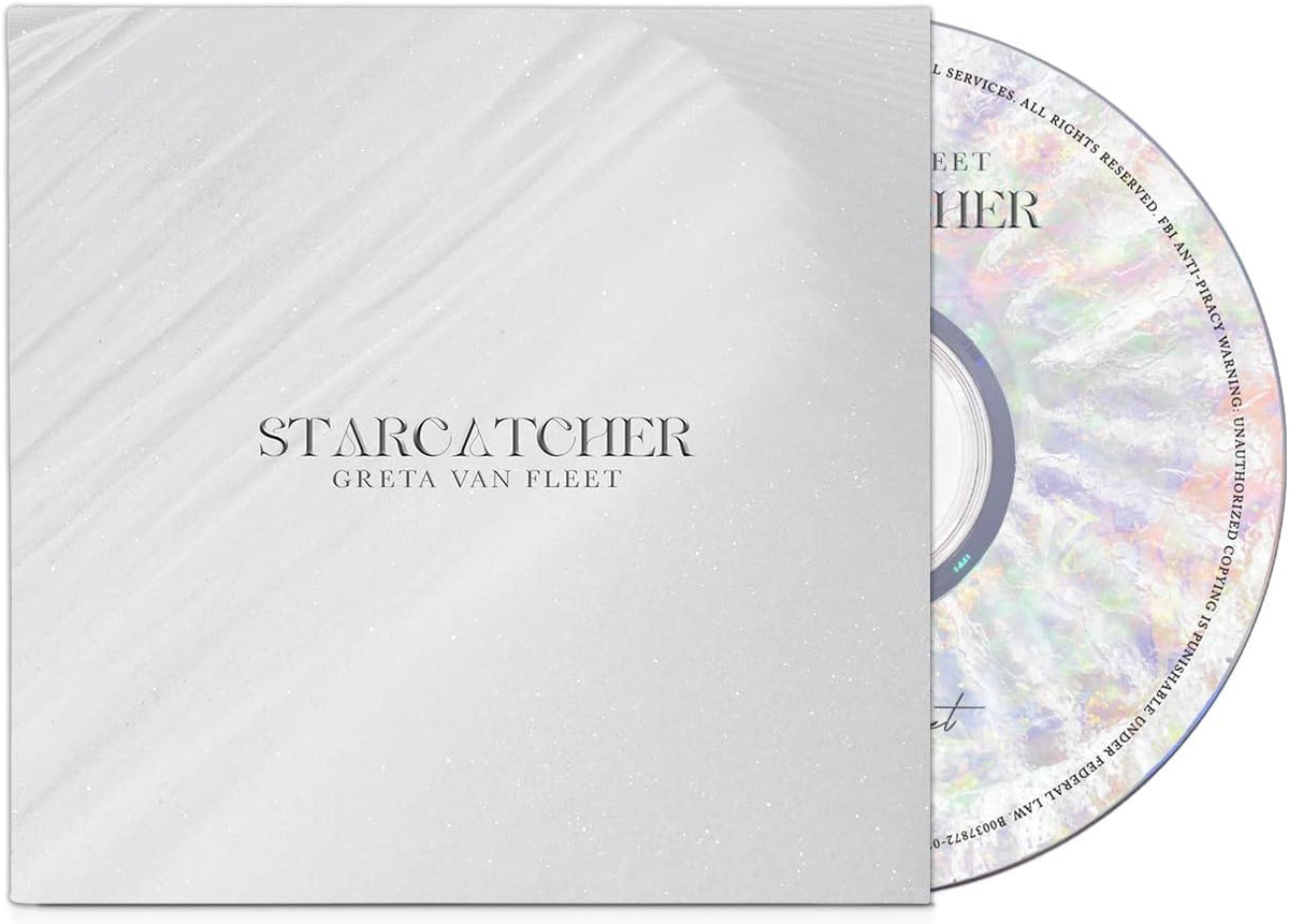 "CD case with a white cover and a partially visible rainbow-colored CD inside."