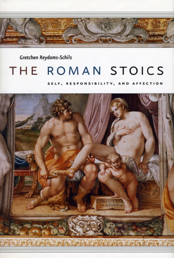 Book cover: “The Roman Stoics: Self” with classical painting detail.