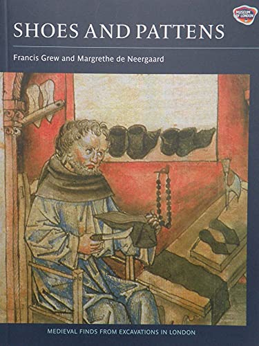Book cover depicting a medieval shoemaker and excavated footwear.