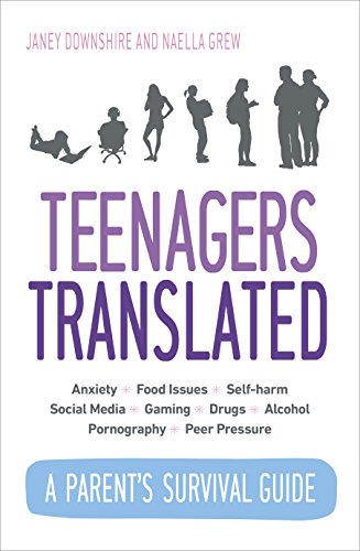 Book cover: “Teenagers Translated” parenting guide with silhouetted teens.