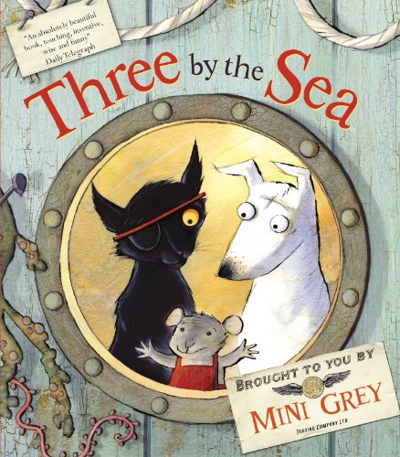 Book cover: black cat, white dog, and mouse inside a porthole.