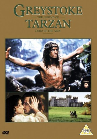 DVD cover for Greystoke: The Legend of Tarzan featuring Tarzan with apes and scenes.
