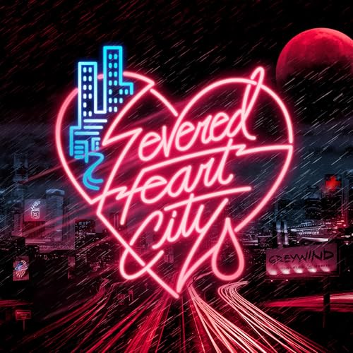 Neon heart and city skyline with album title "Severed Heart City".