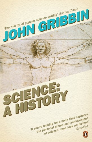 Book cover for Science: A History by John Gribbin featuring the Vitruvian Man illustration.