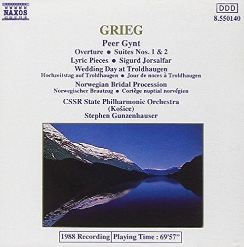 Classical music CD cover with serene mountain lake landscape and dark blue sky.