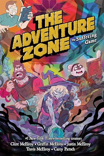 Comic book cover art featuring three adventurers and a dungeon master against dark smoke.