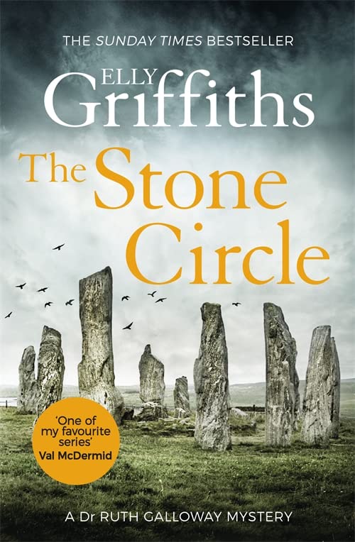 Book cover: stone circle under a cloudy sky with birds flying.