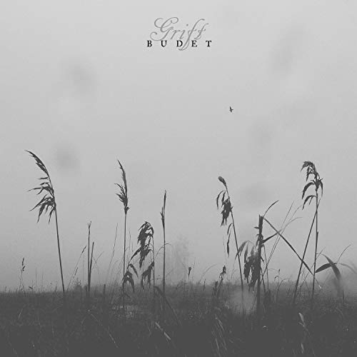 Black and white CD cover with tall grasses in a foggy field.