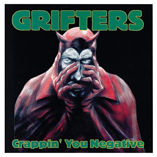 "Album cover featuring a red devil-like figure with flames and lightning in the background."