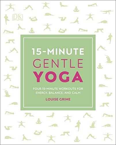 Book cover with green rectangle, white background, and yoga pose silhouettes.