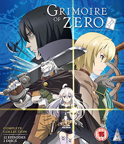 Grimoire of Zero" Blu-ray cover featuring anime characters with swords.