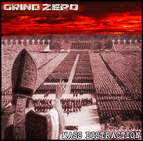 CD cover for "Mass Distraction" by Grind Zero, featuring a dystopian landscape.