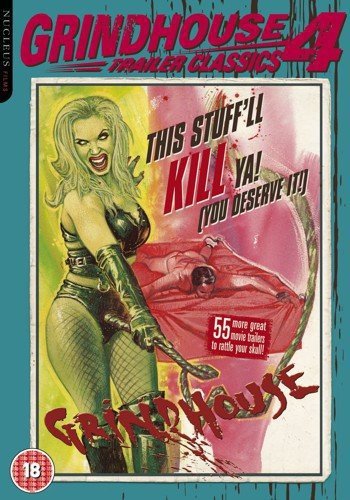 DVD cover for "Grindhouse Trailer Classics 4" featuring a woman with a whip.