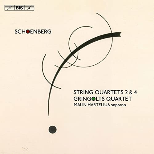 CD cover for Schoenberg string quartets, with abstract black lines on beige.