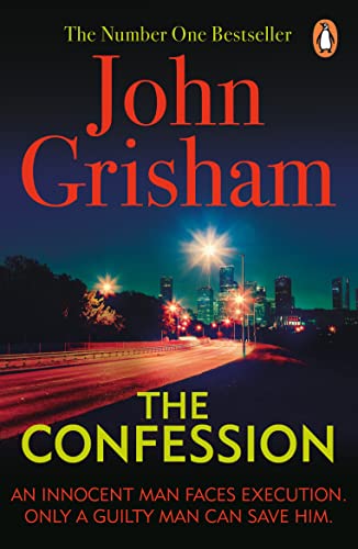 Book cover: "The Confession" by John Grisham, city lights at night.