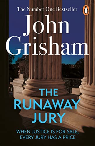 Book cover for "The Runaway Jury" by John Grisham, with columns.