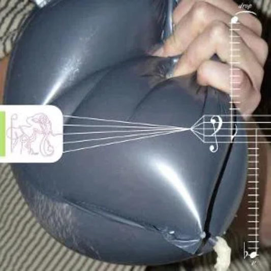 CD cover: gray balloon with musical staff and line art.