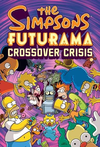 Comic book cover featuring characters from The Simpsons and Futurama swirling in a vortex.