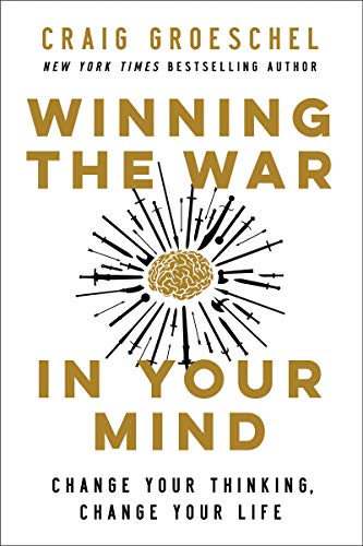 Book cover: "Winning the War in Your Mind" with brain and swords image.