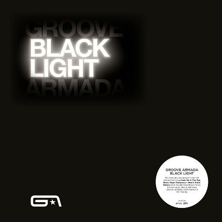 Vinyl record cover for Groove Armada’s “Black Light” with glowing text.