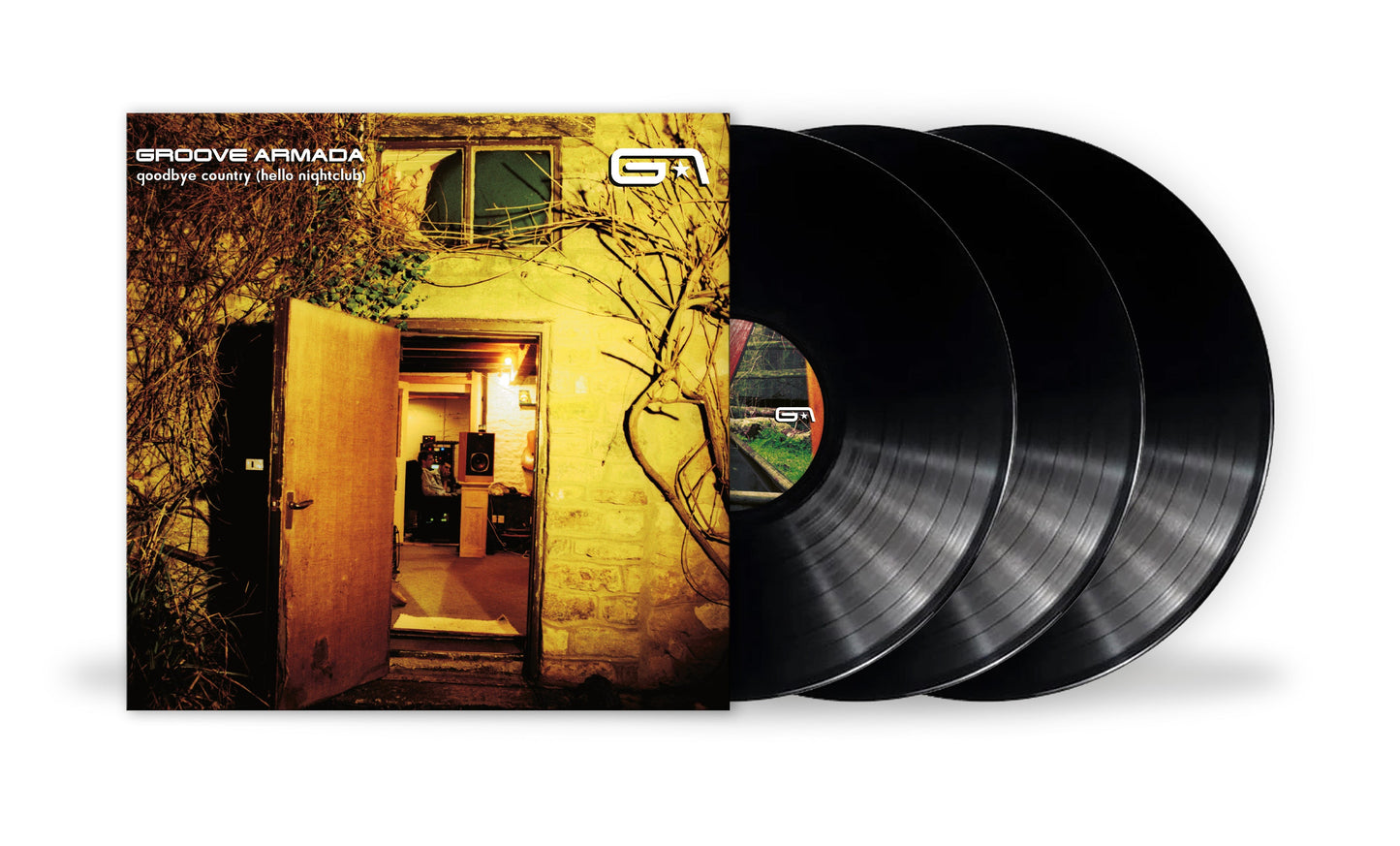 Groove Armada vinyl album cover with three black records beside it.