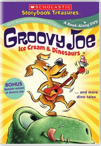 DVD cover featuring Groovy Joe, a dog, with a dinosaur and ice cream.