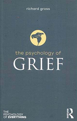 Book cover: "The Psychology of Grief" with a yellow calla lily design.